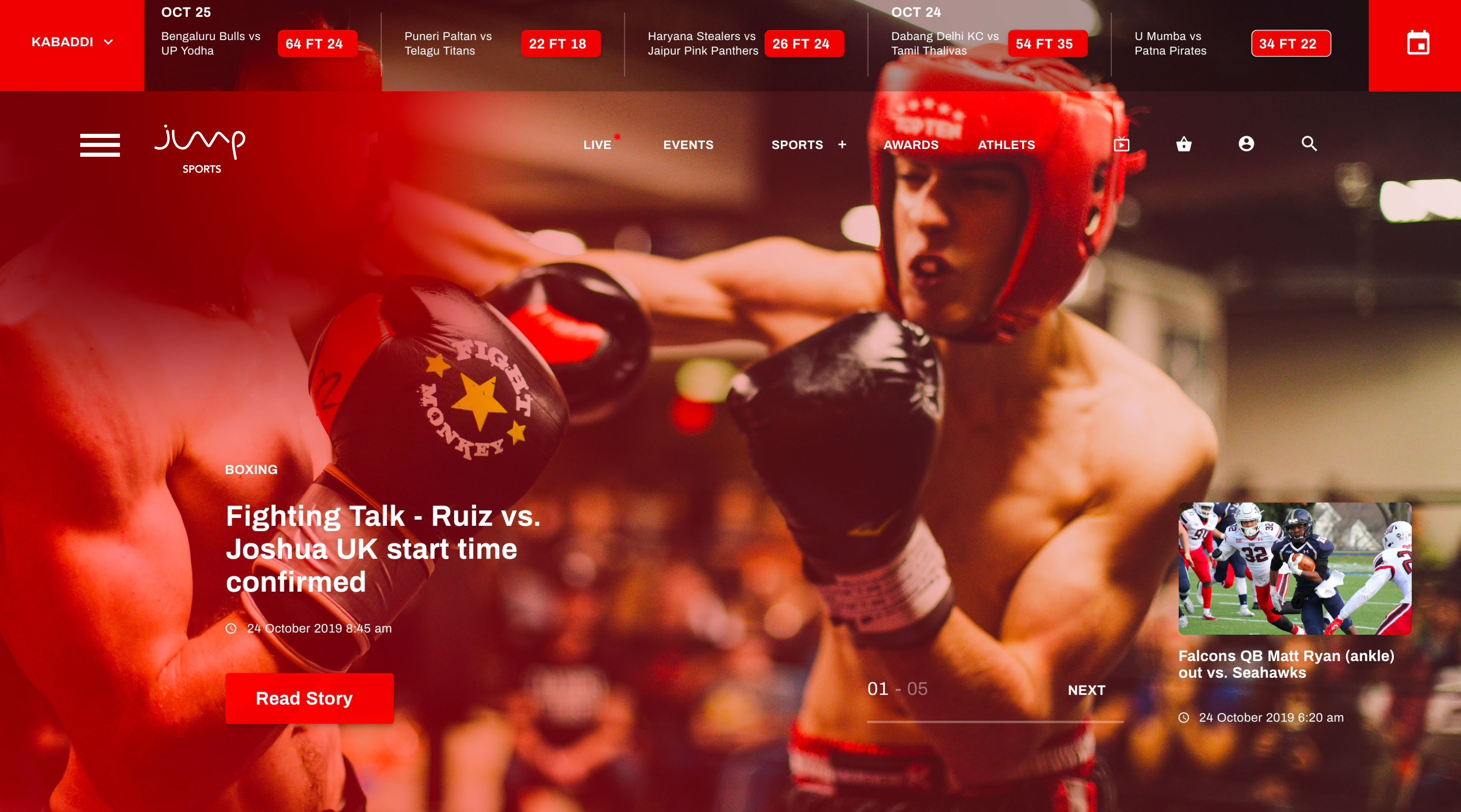 Jump Sports — NFL story on the home carousel